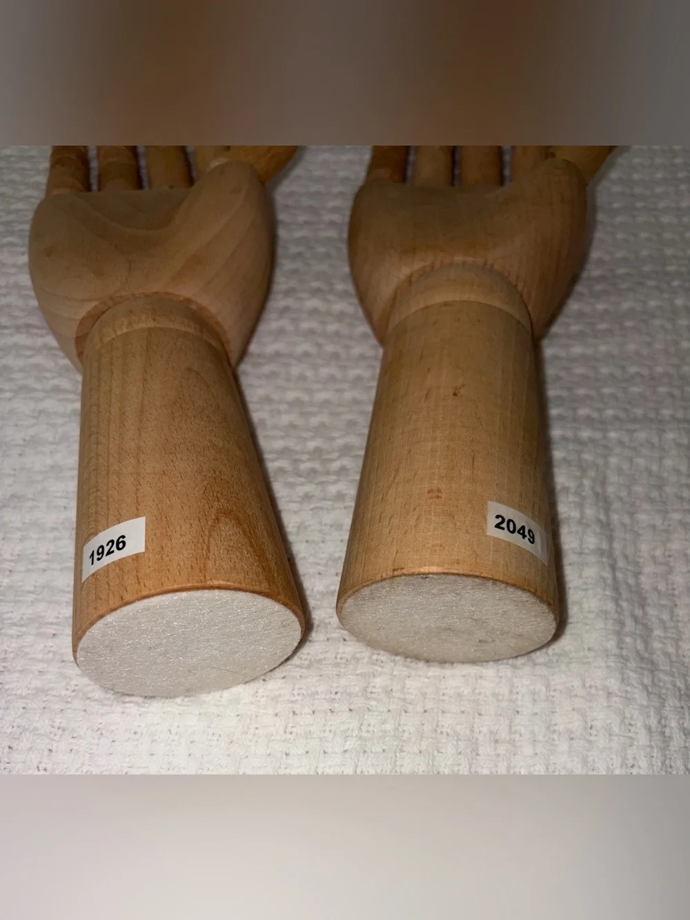 Set of 2 Wooden Articulated IKEA Hand Display - Natural Wood HANDSKALAD